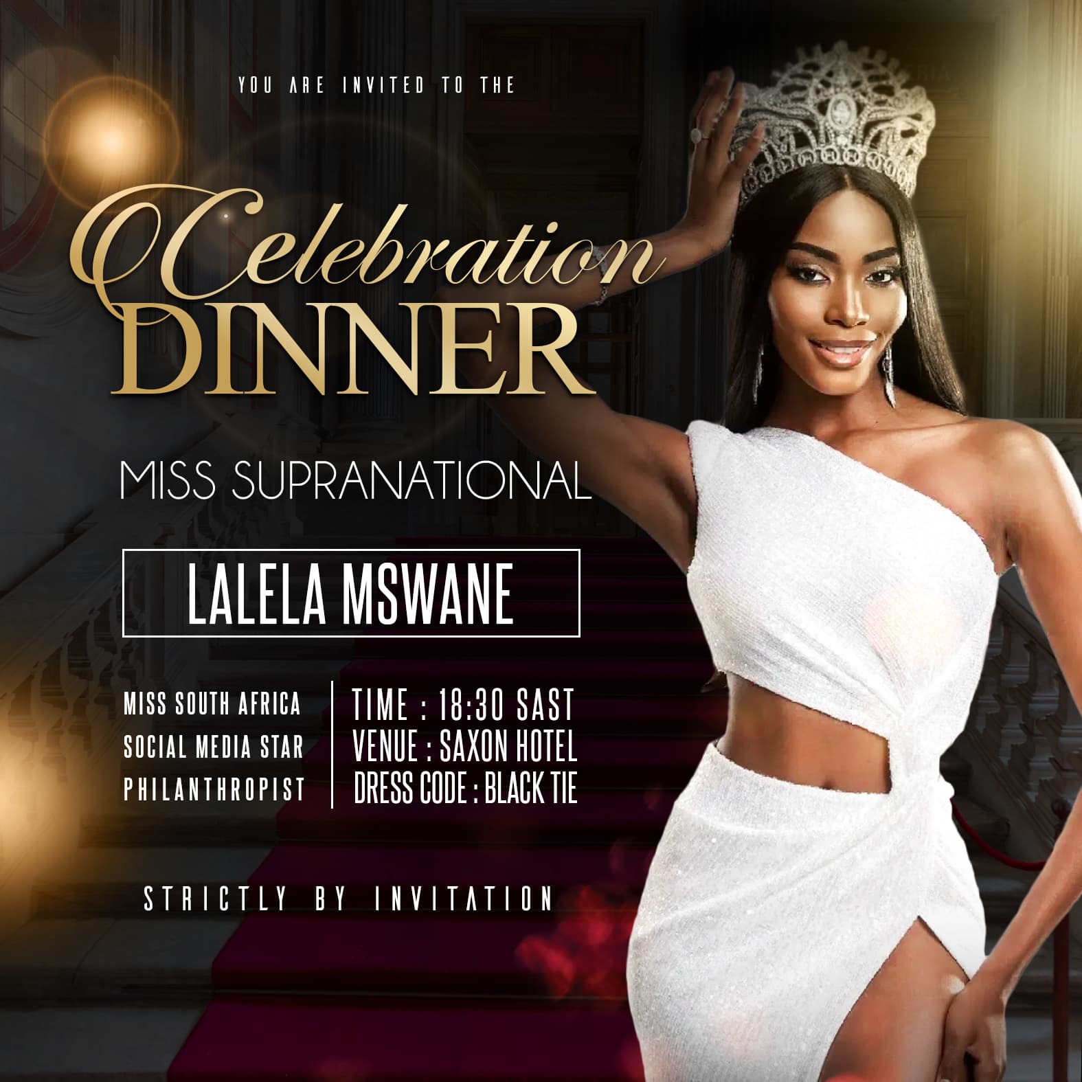 Miss Supranational — Lalela Mswane dinner invitation